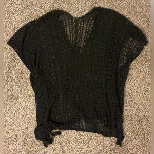 Black Lace Knit Womens Swimsuit Coverup